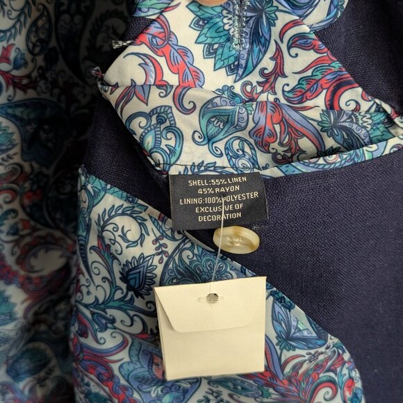 Tailorbyrd 40R Linen Jacket Navy Blue - Picture 2 of 6